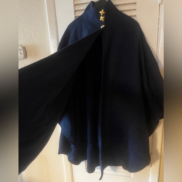 Vintage Amanda Smith Navy Blue Cape Poncho - Picture 3 of 6
